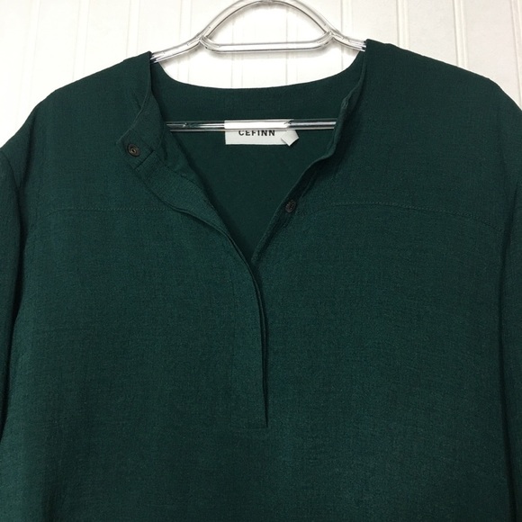 Cefinn Half Button Layered Forest Green Blouse - Picture 5 of 8